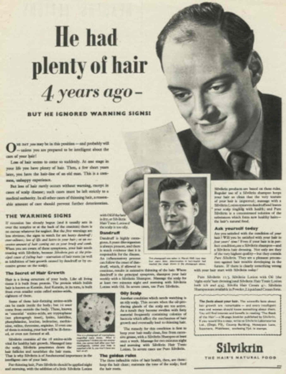 Silvikrin Hair Loss 1940s Vintage Retro Advert Poster