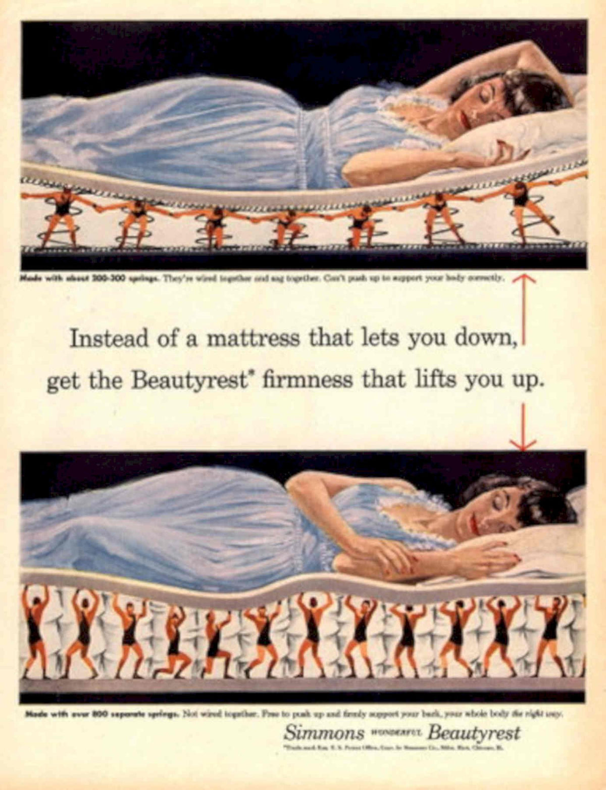 Simmons Beautyrest Mattress 1 1950s Vintage Retro Advert Poster