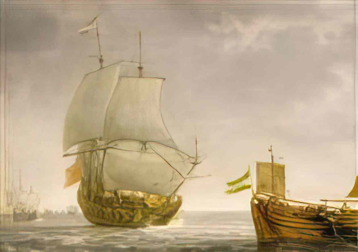 Simon de Vlieger dutch fishing boats shooting their nets Art A4 Photo Print