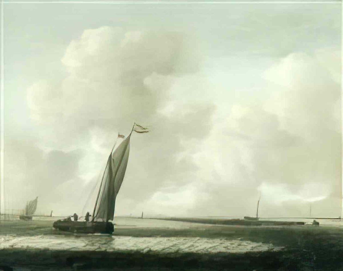 Simon de Vlieger river estuary with shipping on a windy day Art A4 Photo Print