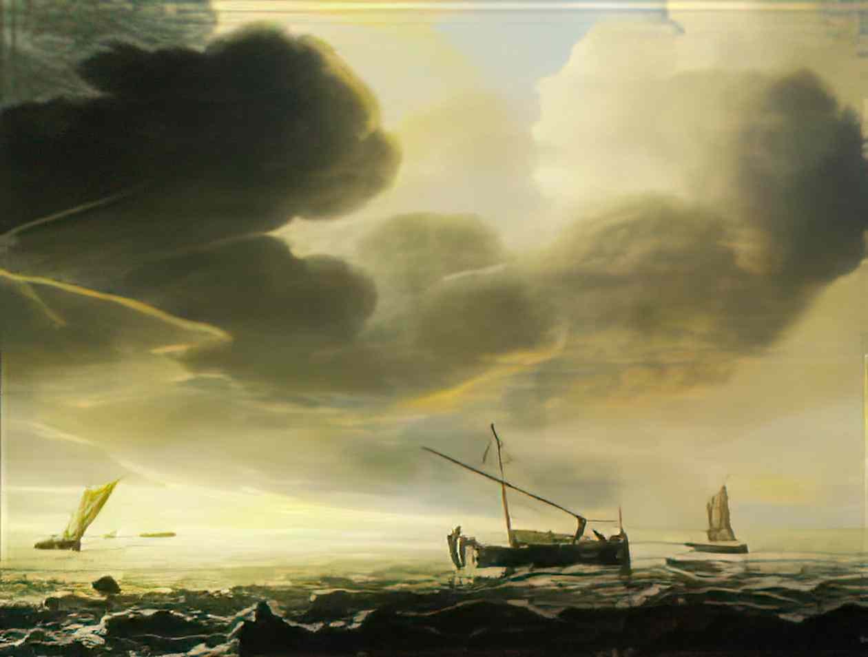 Simon de Vlieger thunderstorm off the coast Art A4 Photo Print