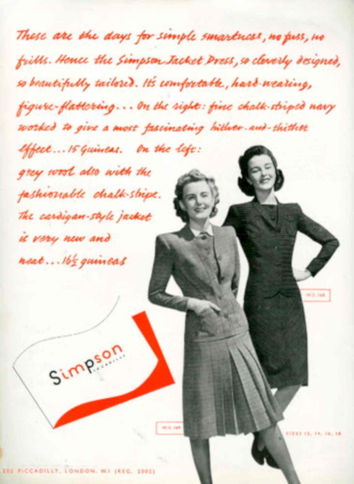 Simpson Jackets Suits 1940s Vintage Retro Advert Poster