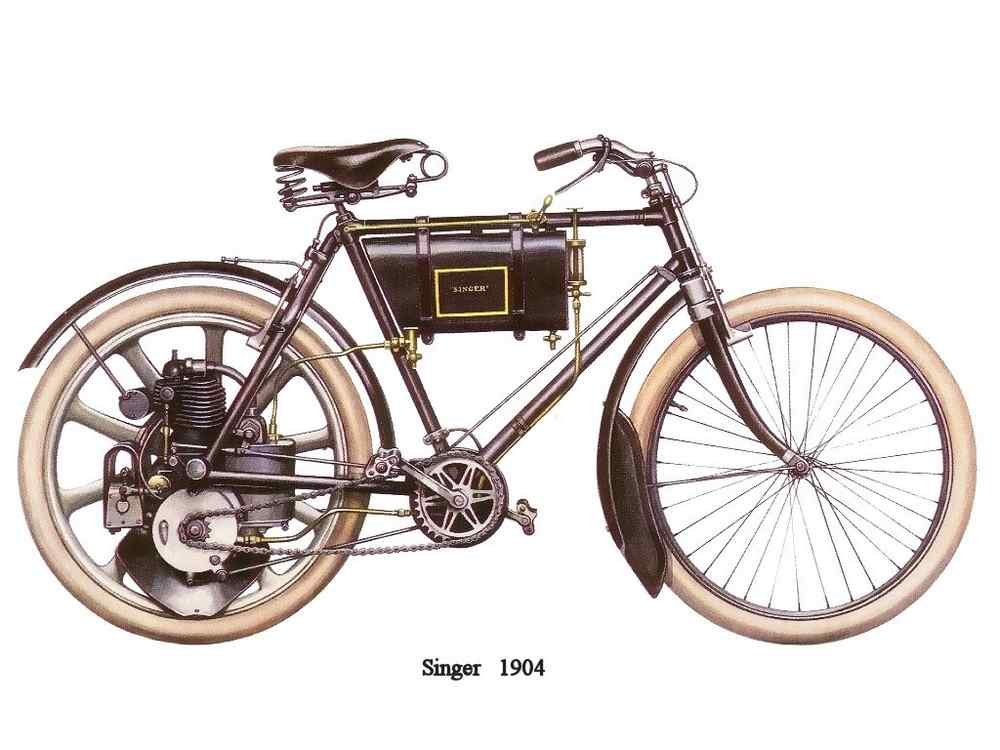 Singer 1904 motorbike A4 Photo Print