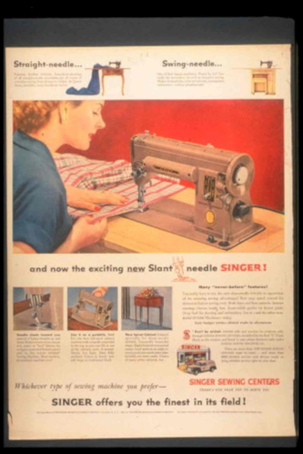 Singer Sewing Machine 1950s Vintage Retro Advert Poster