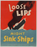 Sinking Ship Waves American World War II Advert Poster