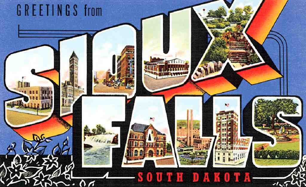 Sioux Falls Luggage Label Vintage A4 Photo Print