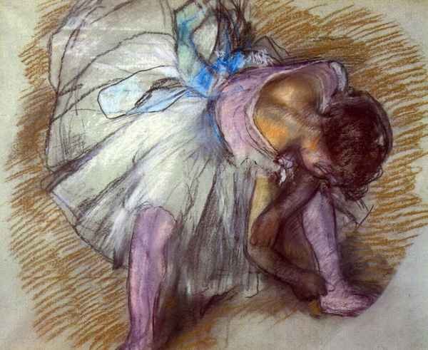 Sitting dancer lacing her slipper by Degas A4 Photo Print