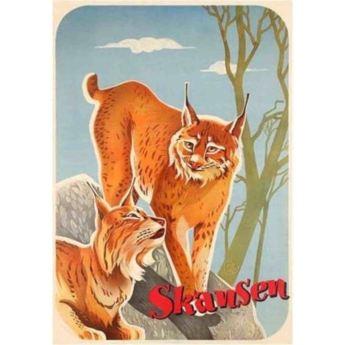 Skansen Sweden Zoo Wild Cat Tourism Vis Vintage Retro Advert Poster A4 Photo Pr