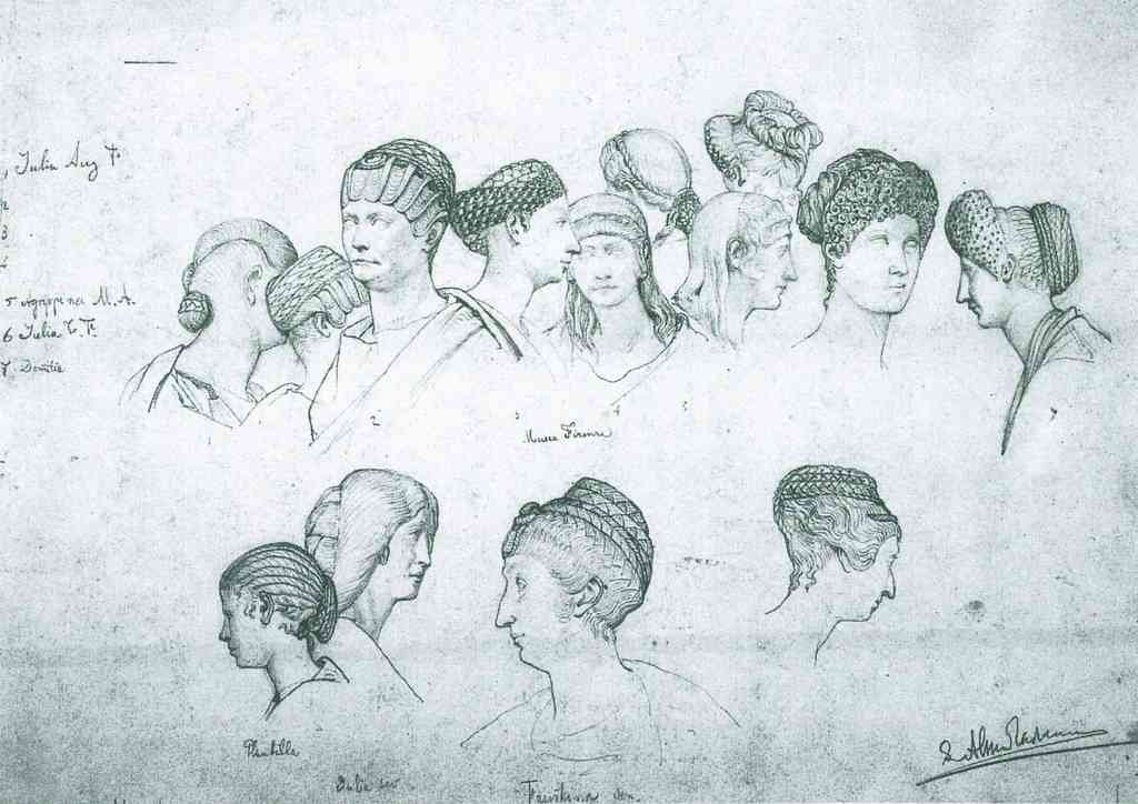 Sketch Of Hairstyles From Ancient Sculptures Alma Tadema A4 Photo Print