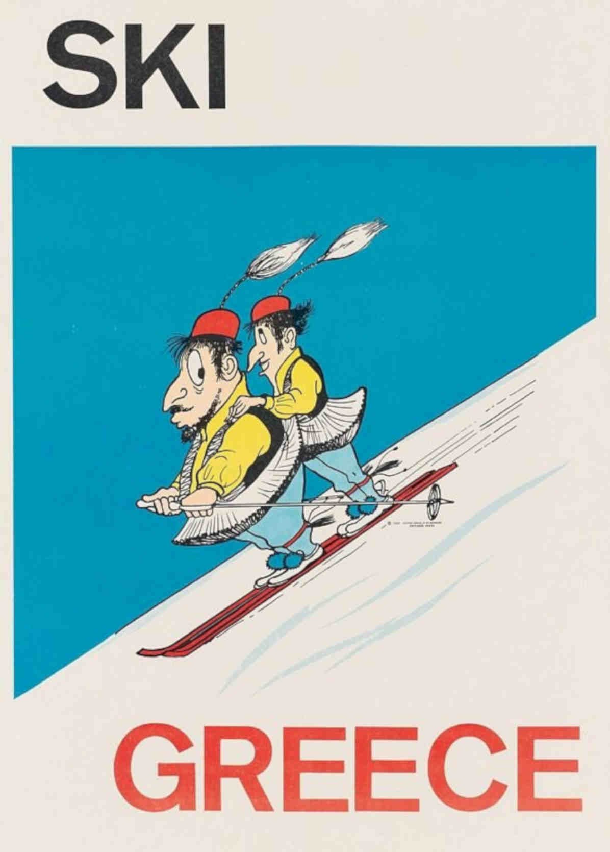 Ski Greece Skiing Vintage Retro Advert Poster A4 Photo Print