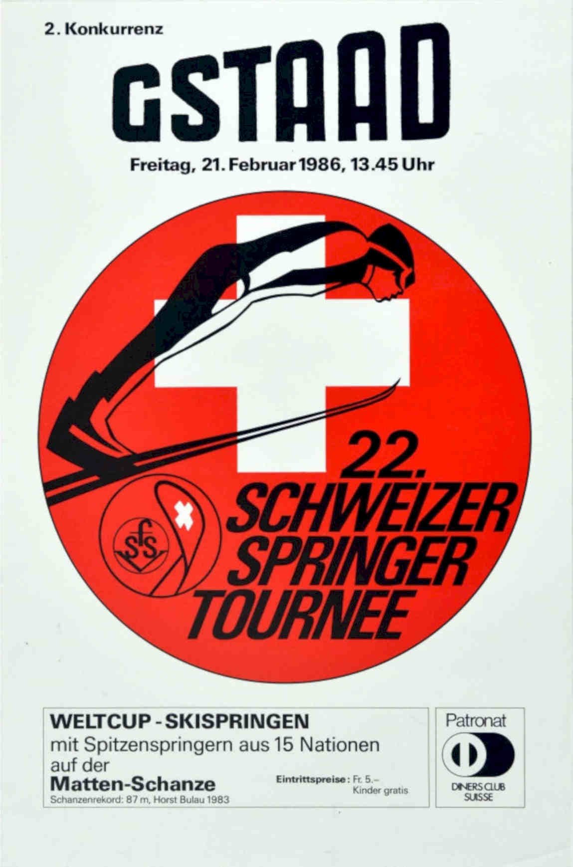 Ski Jumper Gstaad Vintage Retro Advert Poster A4 Photo Print