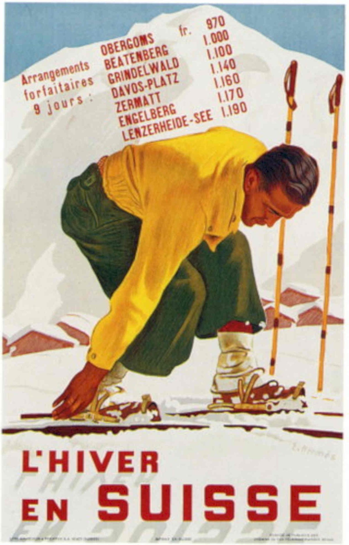 Ski Mountain Packages 1930s Vintage Retro Advert Poster