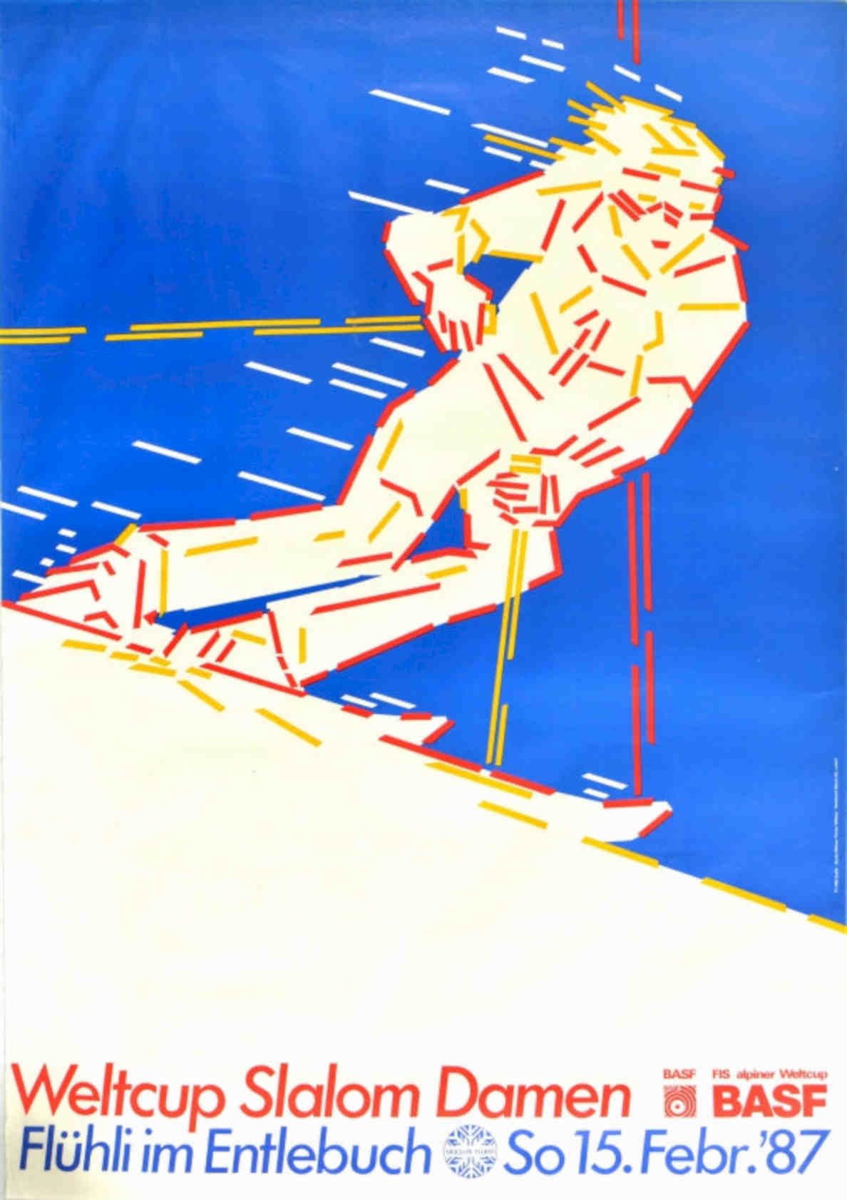 Ski Slalom Women Vintage Retro Advert Poster A4 Photo Print