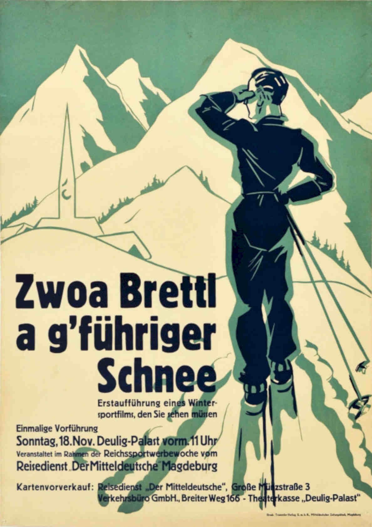 Ski Winter Poster Vintage Retro Advert Poster A4 Photo Print