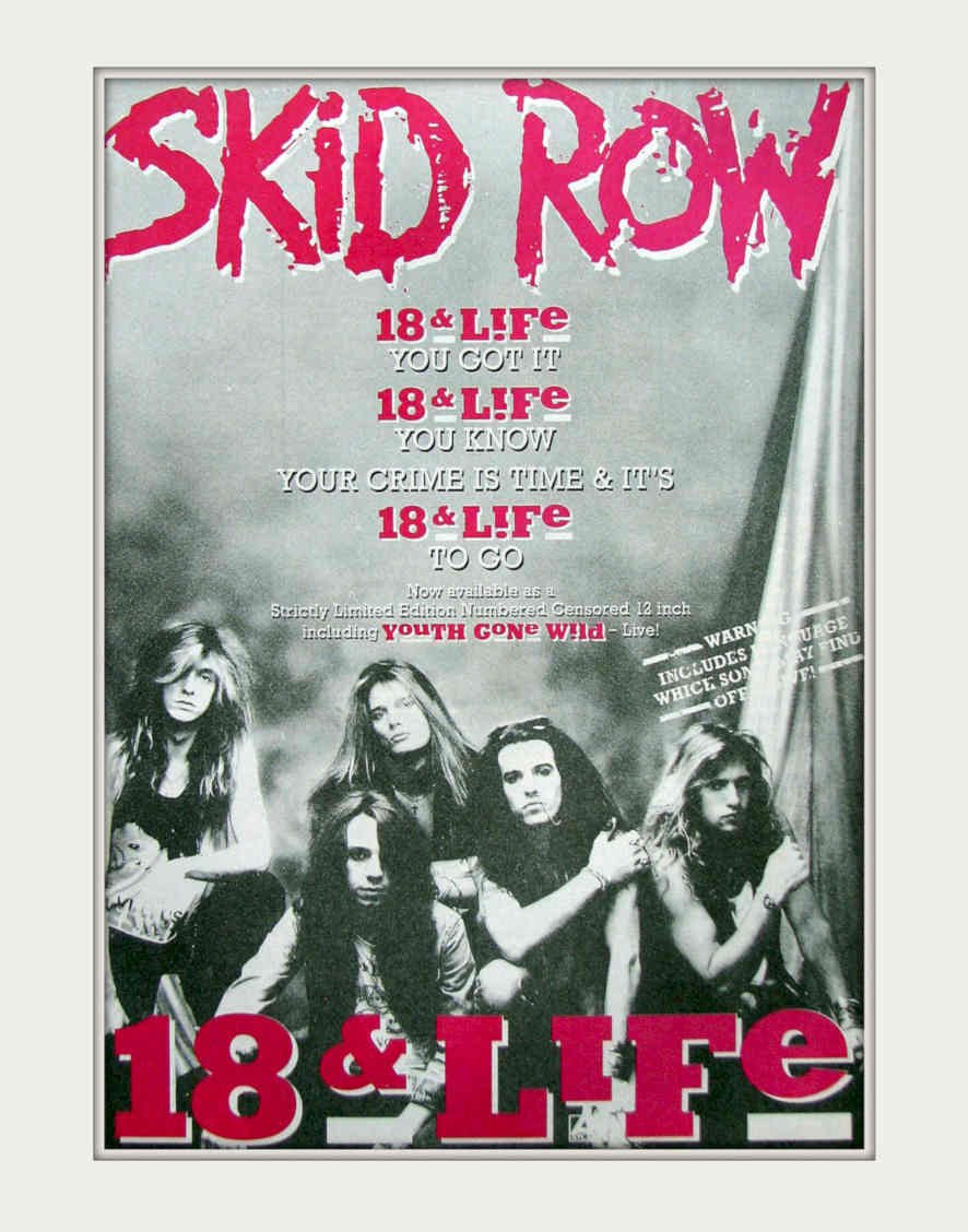 Skid Row 18life Vintage Retro Advert Poster A4 Photo Print