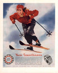Skier Roller Bearing 1940s Vintage Retro Advert Poster