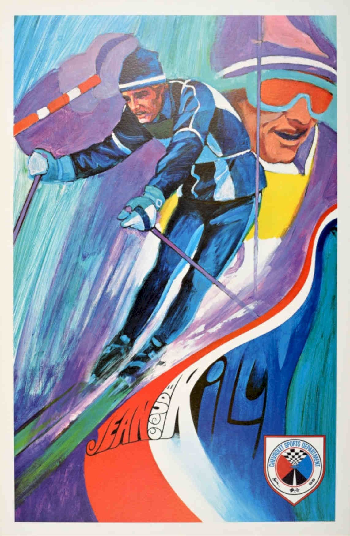 Skiers Chevrolet Jeanply Vintage Retro Advert Poster A4 Photo Print