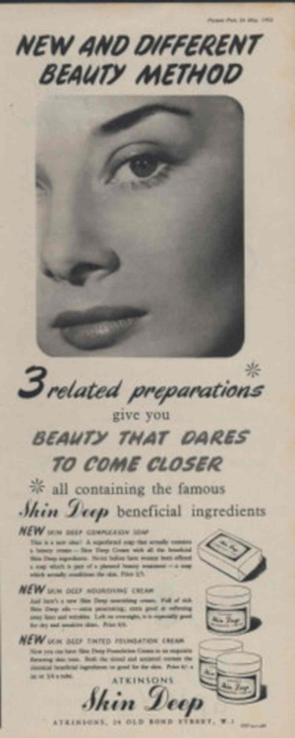 Skin Deep Beauty 1950s Vintage Retro Advert Poster
