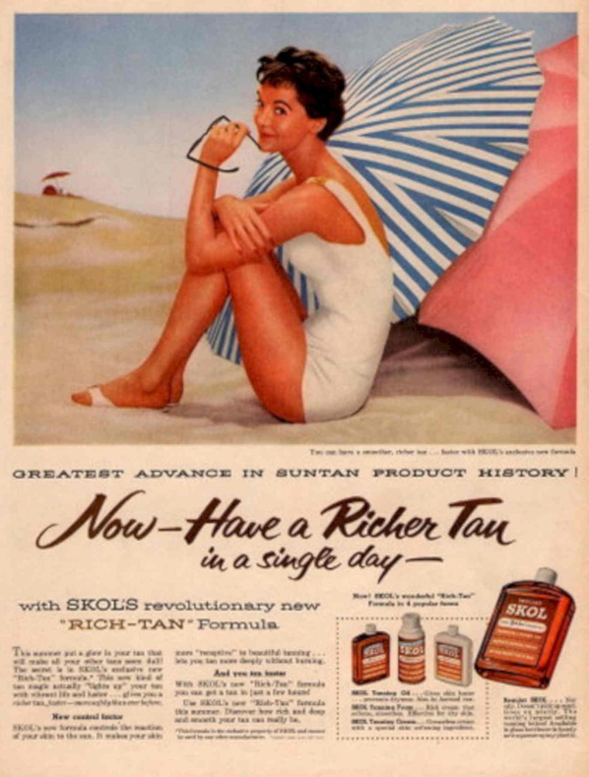 Skol Rich Tan 1950s Vintage Retro Advert Poster
