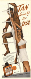 Skol Sunscreen Ladder 1940s Vintage Retro Advert Poster