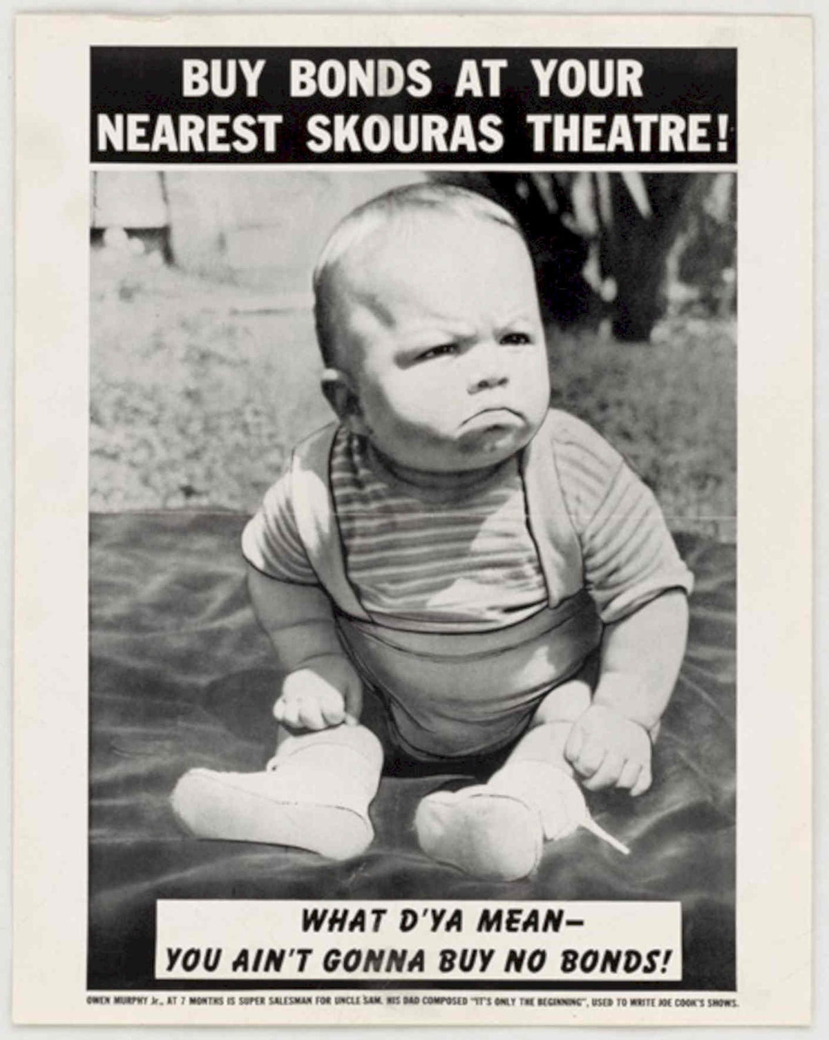 Skouras Baby Bonds American World War II Advert Poster