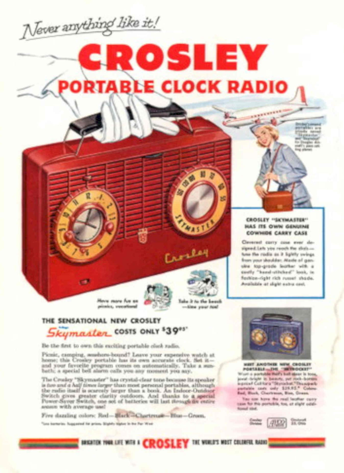 Skymaster Clock Radio 1950s Vintage Retro Advert Poster