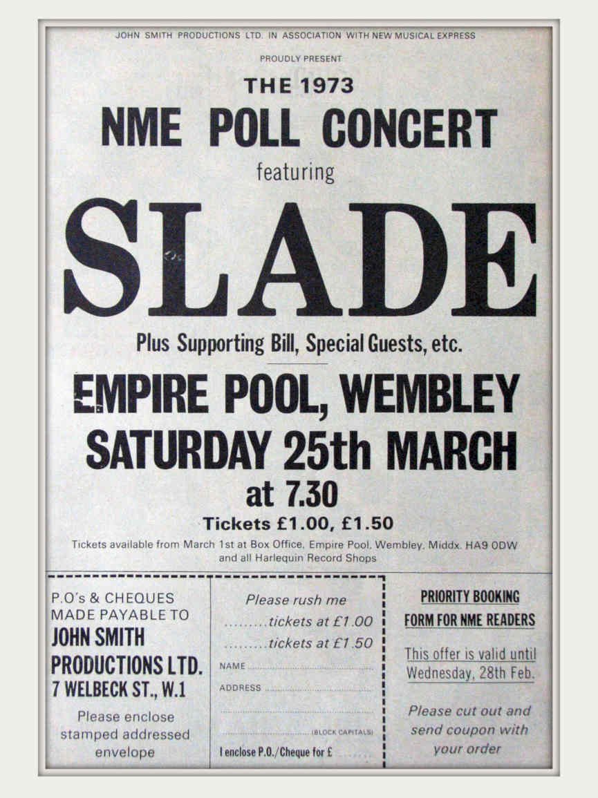 Slade Empire Wembley Vintage Retro Advert Poster A4 Photo Print