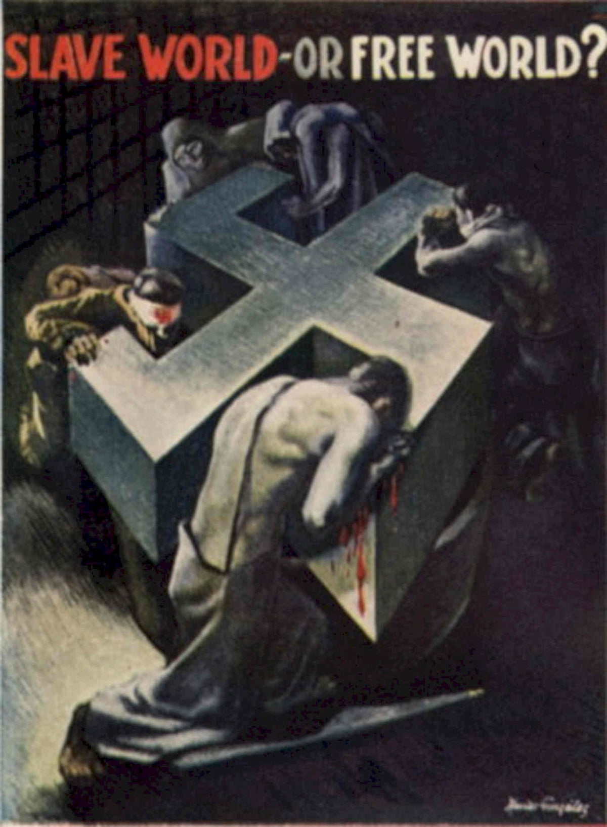 Slave World Cross 1940s Vintage Retro Advert Poster