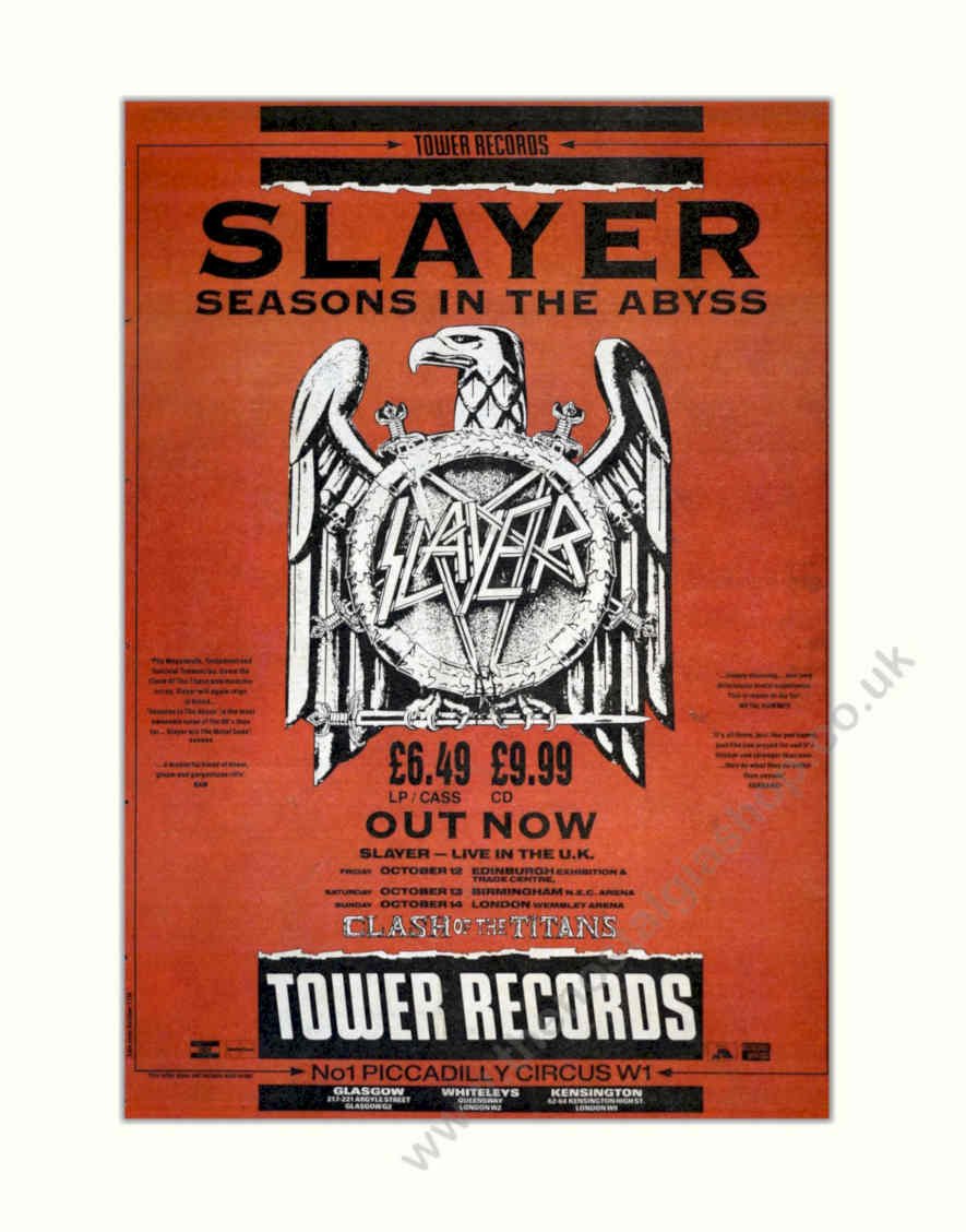 Slayer Seasons Abyss 1 Vintage Retro Advert Poster A4 Photo Print