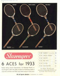 Slazenger Tennis Rackets 1930s Vintage Retro Advert Poster