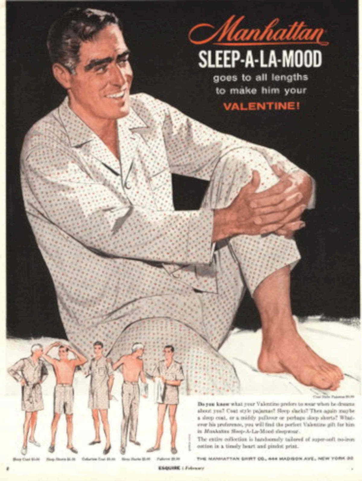 Sleepwear Mood Valentine 1950s Vintage Retro Advert Poster