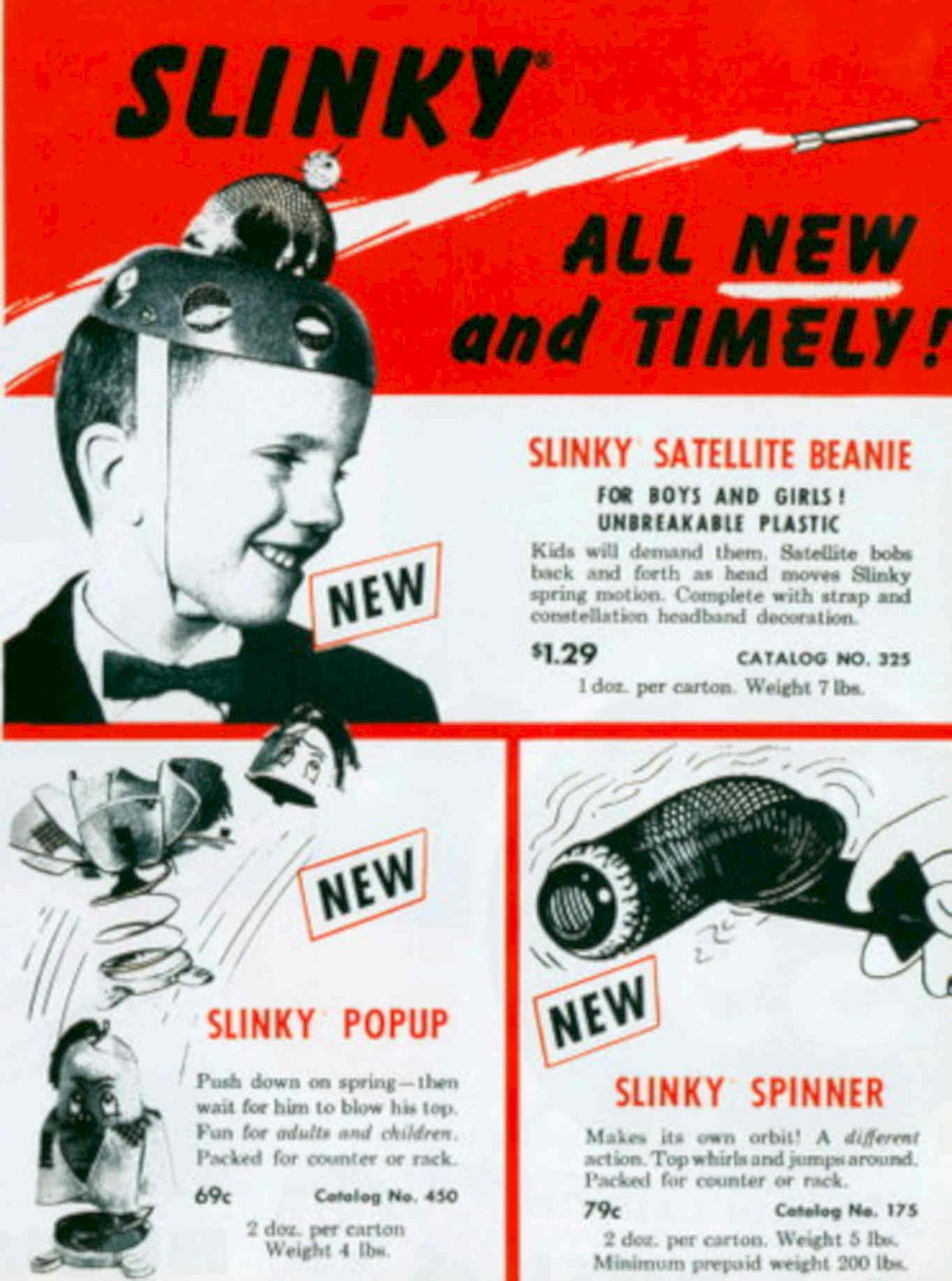 Slinky Beanie Pop 1950s Vintage Retro Advert Poster
