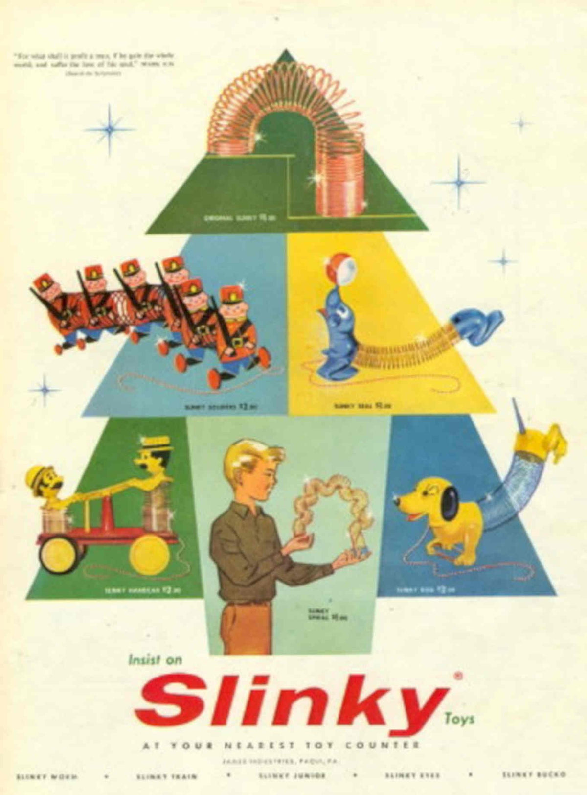 Slinky Christmas Tree 1950s Vintage Retro Advert Poster