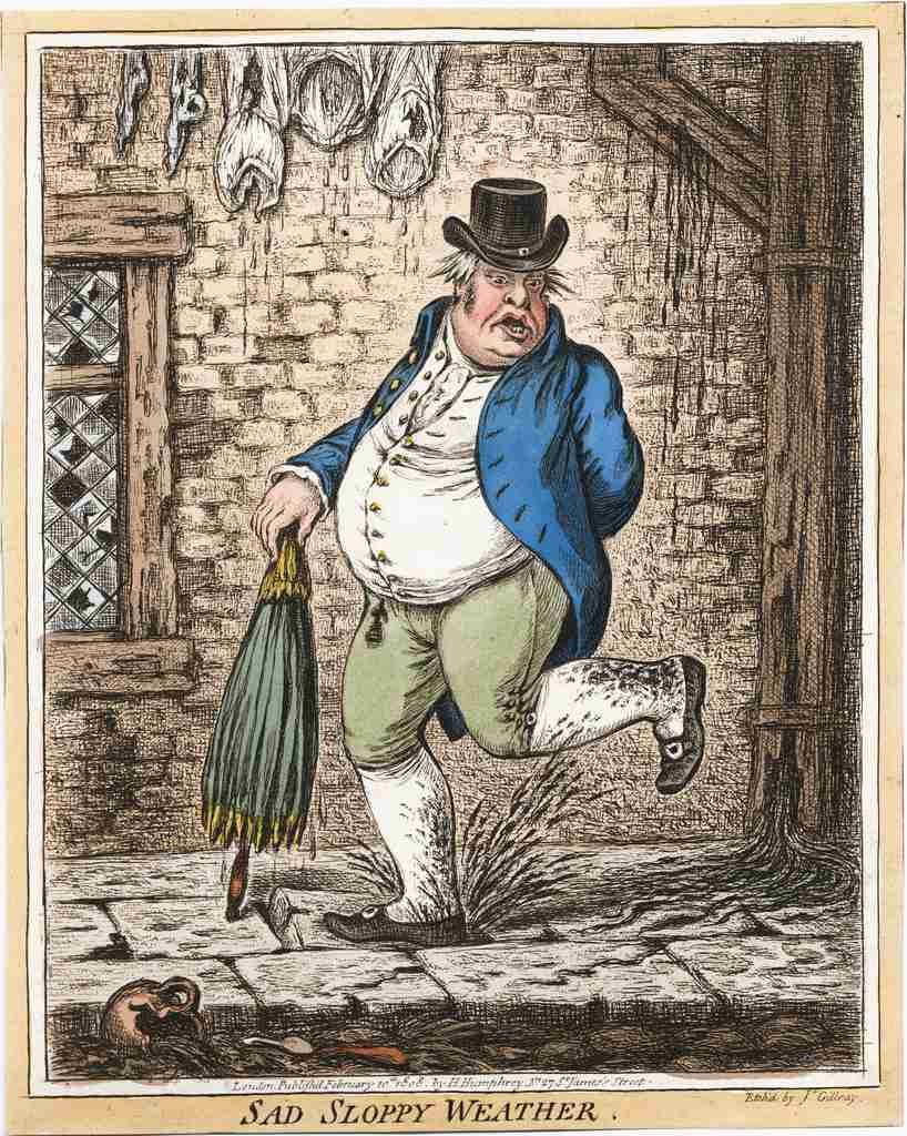 Sloppy Weather 1808 Cartoon Joke 001 Vintage A4 Photo Print