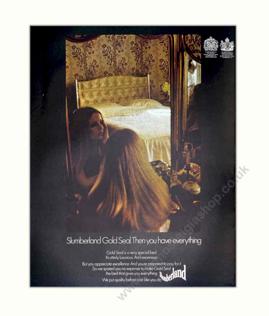 Slumberland Mirror Gold Vintage Retro Advert Poster A4 Photo Print