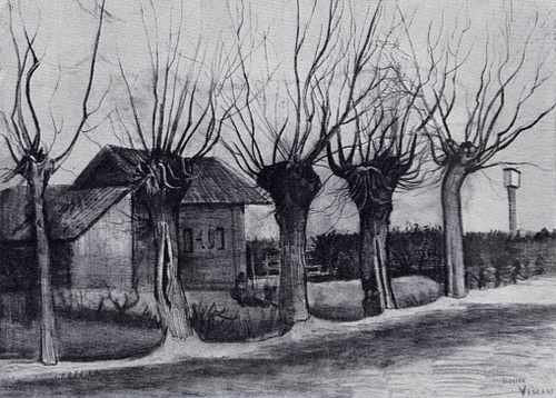 Small House On A Road With Pollard Willows 1881 A4 Photo Print