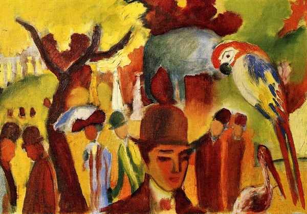 Small Zoological Garden in brown and yellow by August Macke Expressionism A4 Photo Print