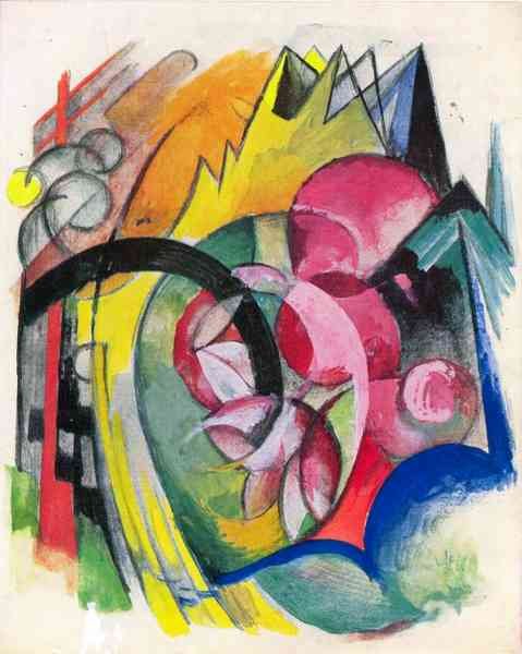 Small composition II by Franz Marc Abstract Art A4 Photo Print