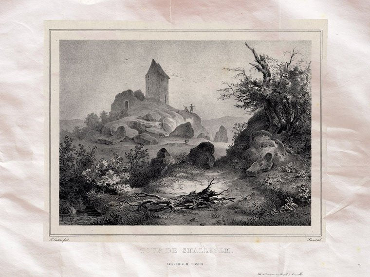 Smallholm Tower Scotland Pernot 1827 Vintage A4 Photo Print