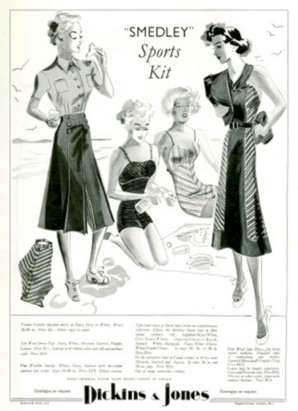 Smedley Swimsuit Women 1930s Vintage Retro Advert Poster