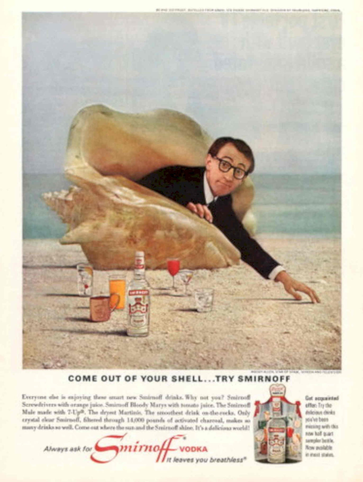 Smirnoff Shell Beach 1950s Vintage Retro Advert Poster