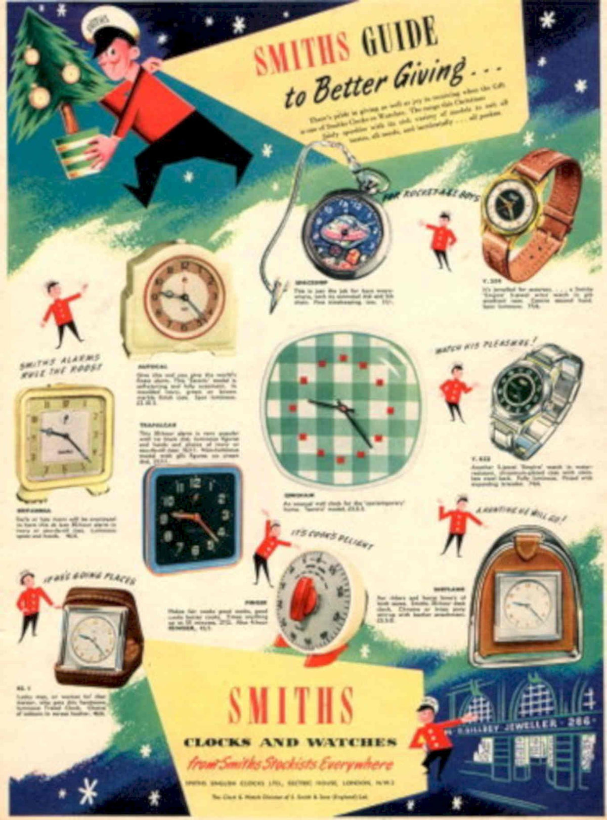 Smiths Clocks Watches 1 1950s Vintage Retro Advert Poster