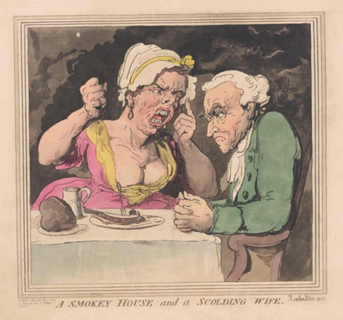 Smoked House Scolding GB Cartoon Vintage Retro Advert Poster