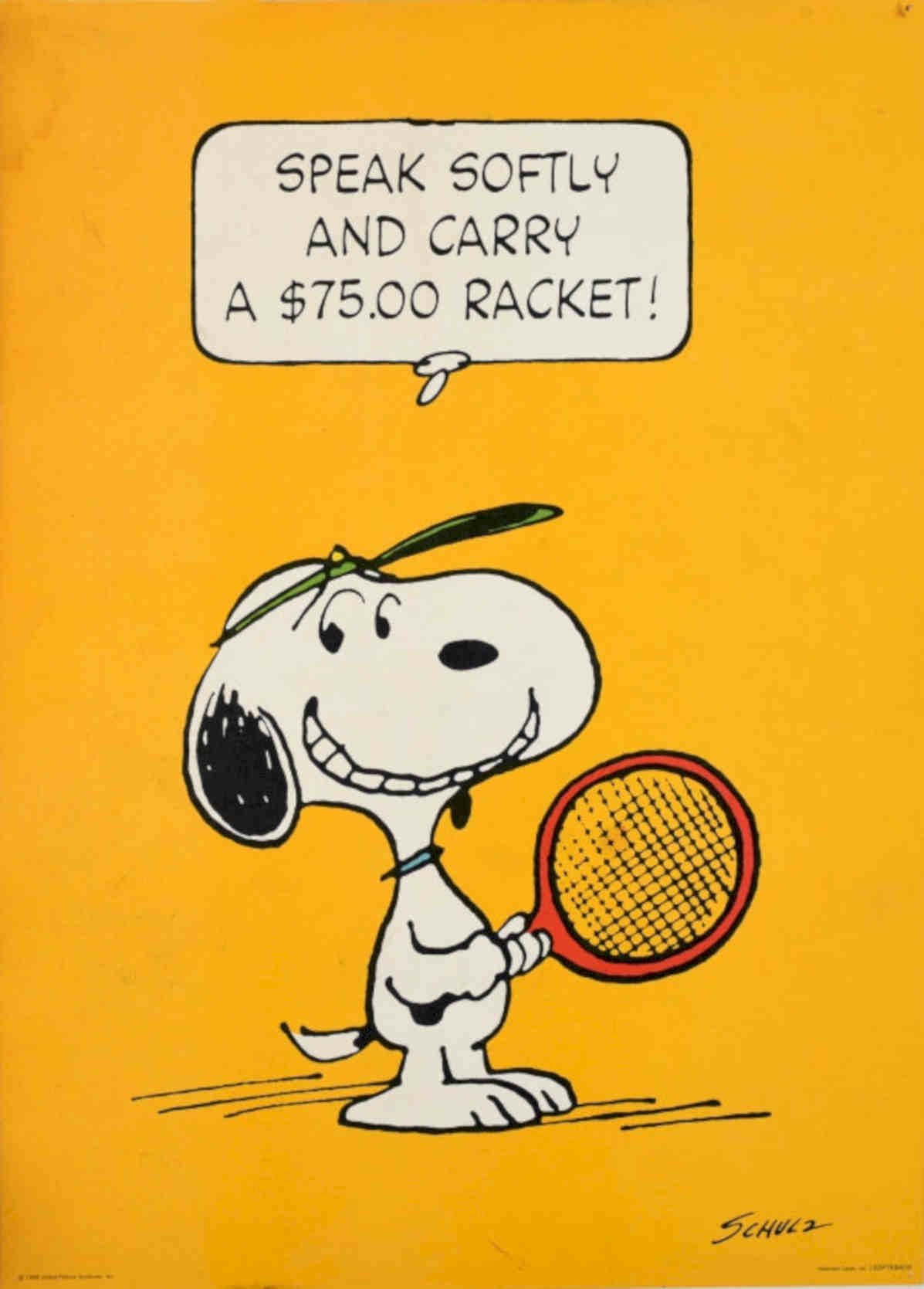 Snoopy Tennis Rocket Vintage Retro Advert Poster A4 Photo Print