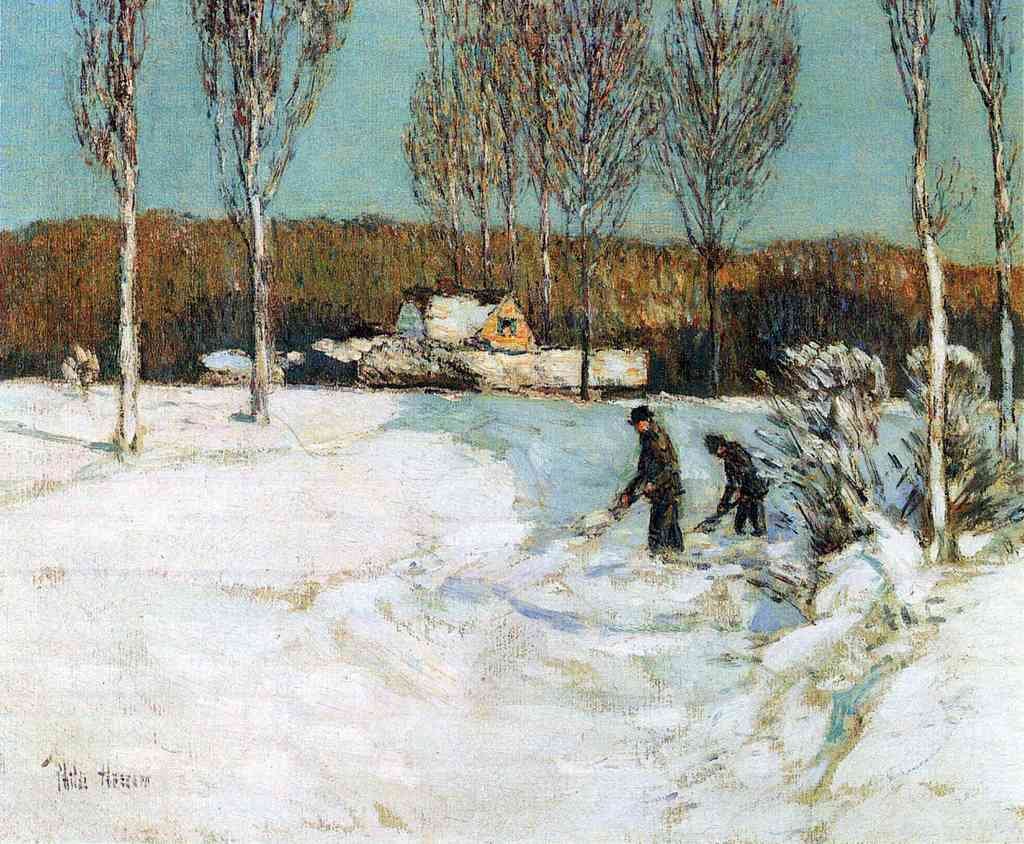 Snow Shovels New England Hassam Impressionism American A4 Photo Print