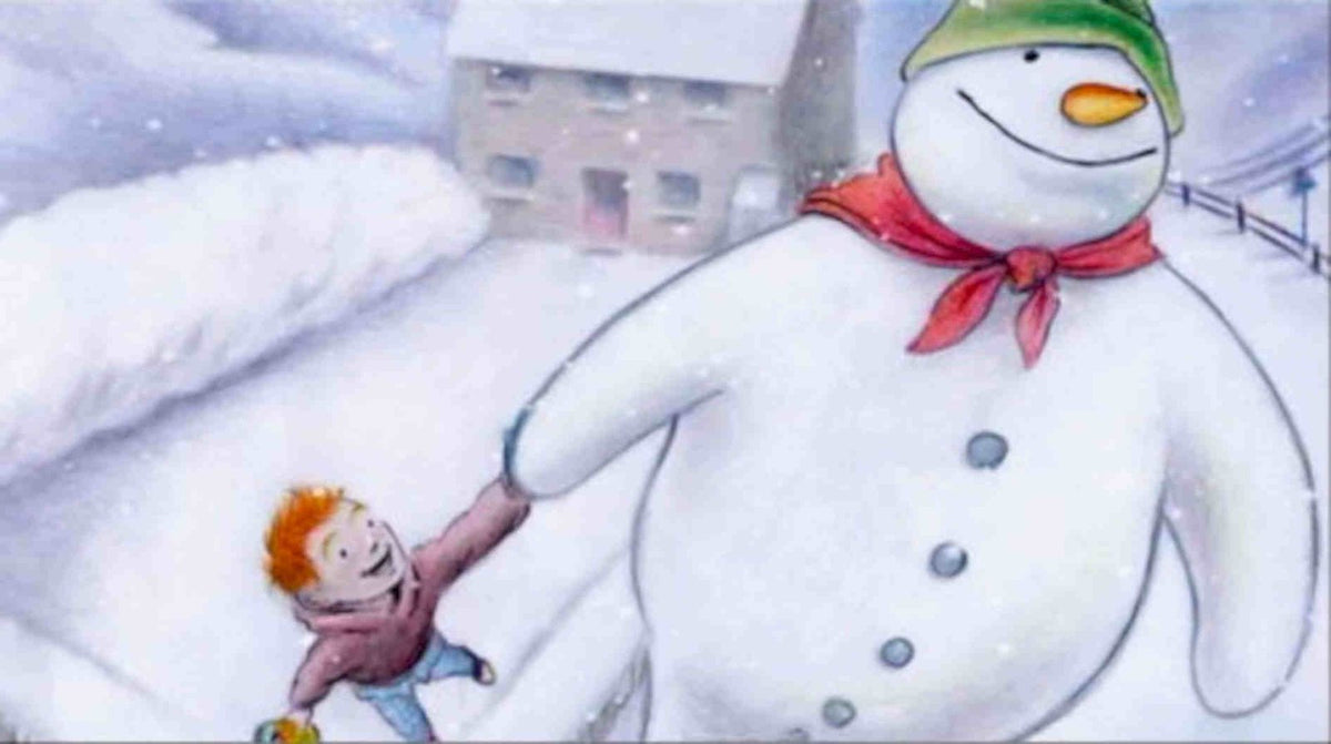 Snowman Boy Winter Vintage Retro Advert Poster A4 Photo Print