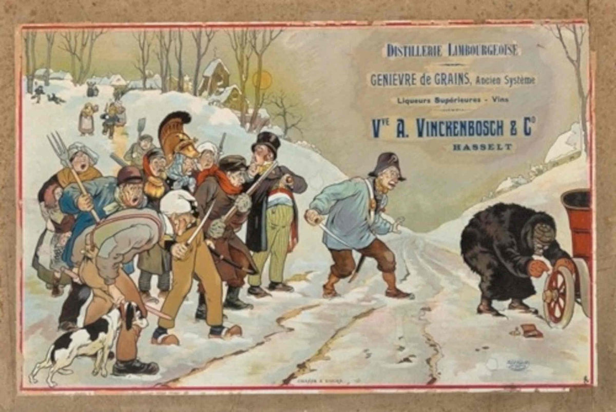 Snowy Pig Lambourgeoise Vintage Retro Advert Poster