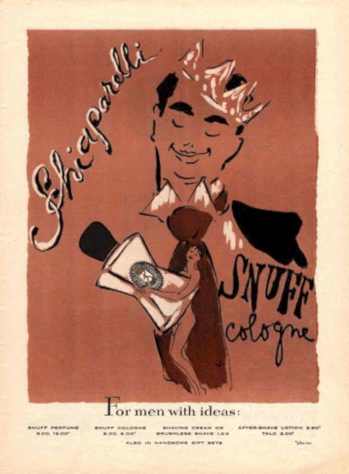 Snuff Perfume Cologne 1950s Vintage Retro Advert Poster