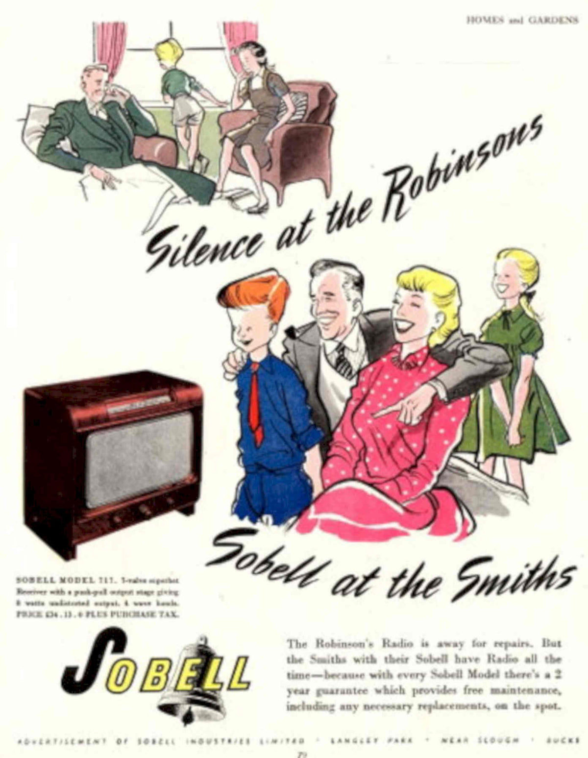 Sobell Radio Family 1940s Vintage Retro Advert Poster