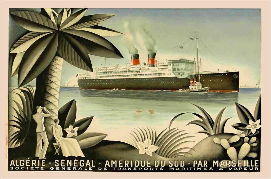 Societe General De Tramsport Sud Amerca Art Deco A4 Photo Print